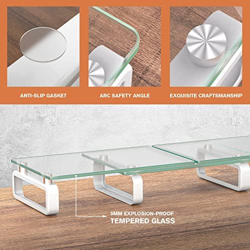 Hemudu Dual Monitor Stand, Computer Monitor Stand, Desktop Organizer, Monitor Stand Riser for PC, Computer, Laptop Clear HD02T-301 - Image 3