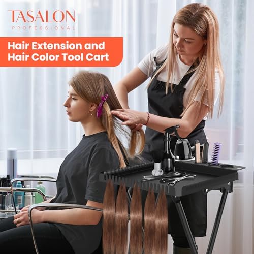 TASALON Professional Hair Styling Station Cart, Metal Rolling Hair Stylist Cart with 2 Magnetic Hair Color Bowls, Salon Trolley with Tool Holder and Hair Extension Stand for Hair Salon Stations - Image 7