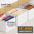 SpaceAid 3 Pack 10" High Under Bed Storage Containers, Large Underbed Storage Organizer Bins with Lids for Bedroom, Dorm, Clothes, Closet Organization, Bed Sheets and Blankets (White) - Image 2