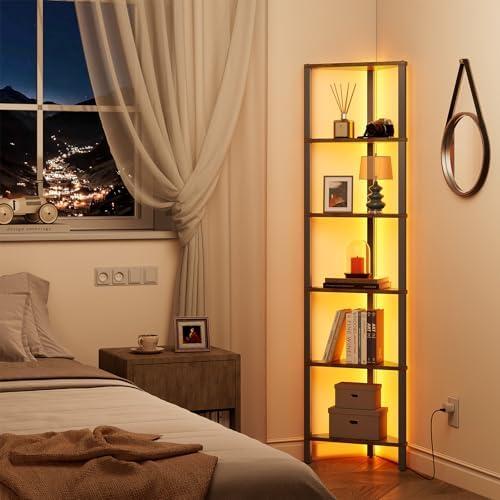 TUTOTAK Corner Shelf with LED Light, 6-Tier Corner Bookshelf - Image 3