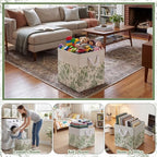 Sage Green Floral Cube Storage Bin Set of 6 Cube Storage Basket, 11.22 Inch - Image 6