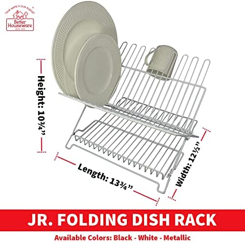 Better Houseware 1483 Junior Folding Dish Rack, White - Image 3