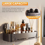 2-Pack Suction Cup Shower Caddy with Hooks, Gun Grey Aluminum - Image 5