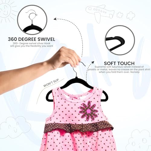 Utopia Home Kids Velvet Hanger 150 Pack – 11" Premium Baby Hangers - Black - Image 4