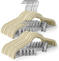 HOUSE DAY Velvet Skirt Hangers 36 Pack, Beige Hangers with Adjustable Clips by HOUSEDAY