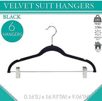 Simplify 24 Pack Velvet Hangers with Clips | Skirt and Pants | Slim Space Saving | Closet Organization | Non-Slip | Prevent Creases | Swivel Neck | Durable | Black - Image 2