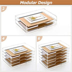 SANRUI 4 Tier Acrylic Paper Letter Tray Desk Stackable Organizer Trays，Clear Enlarged A4 Stackable File Document Tray， Workspace Office Supplies Organizers and Accessories Sorter，13.82inx9.29inx6.7in - Image 4