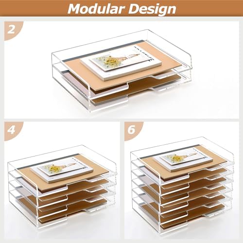 2 Pack-Stackable Paper Letter Tray Enlarged A4 File Desk Organizer Acrylic - Image 3