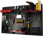 Wall Control Pegboard Organizer 4 ft. Metal Pegboard Standard Tool Storage Kit with Black Toolboard and Red Accessories by Wall+Control