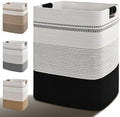Laundry Hamper, 95L Tall Laundry Basket with Leather Handles, Rectangle Large Clothes Hamper for Organizing, Cotton Woven Laundry Baskets Storage Hampers for Bedroom, Nursery, Living Room by Degeyoyo