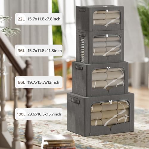 FHSQX 3 Pack Clothes Storage Bins with Metal Frame - Image 3