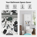Shintenchi Over the Toilet Storage Cabinet, Bathroom Shelf Organizer with Anti-Tip Device Small Freestanding Space Saver with Adjustable Shelf，White - Image 6
