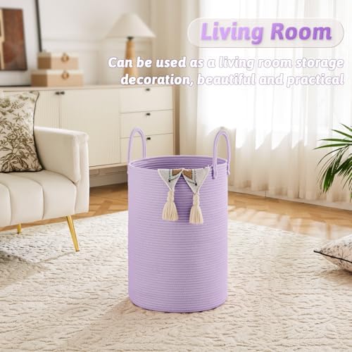 Artfeel Laundry Basket,Woven Cotton Rope Laundry Hamper,100L for Decorative Storage of Dirty Clothes,Toys and Blankets in Bathroom,Baby Room and Living Room - Image 2