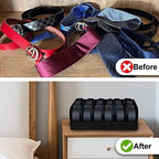 GTI Belt Organizer, 2pcs 6 Compartments Belt Organizer for Closet and Drawer, Bamboo Display Case for Tie and Belt, Belt holder Storage Organizer for Men Women (Black) - Image 4