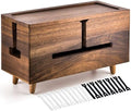 Brown Wood Large Cable Management Box for Power Strip and Cord Hideaway by Rhyzoray