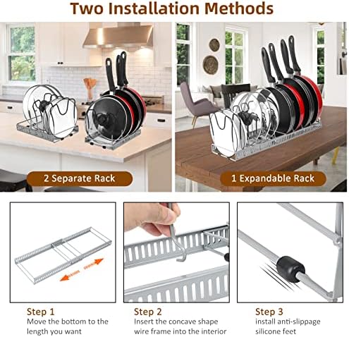 ROOHUA Pot and Pan Lid Organizer Rack for Under Cabinet, Grey - Image 5