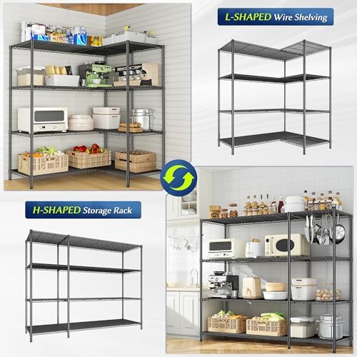 Romorgniz 52.4W Wire Shelving Rack, 4Tier Metal Shelving Unit,1120LBS Heavy Duty Storage Shelves,Adjustable Pantry Shelves, Metal Shelf and Storage Rack,Industrial Shelving 52.4Wx13.8Dx59H,2PCS - Image 4