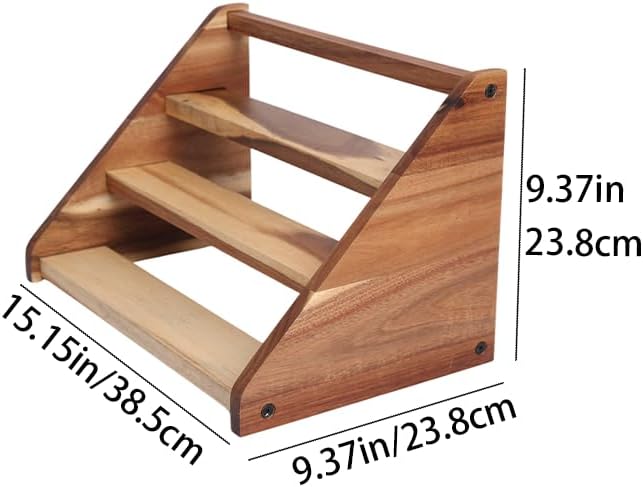 Acacia Wooden Spice Rack Organizer 3 Tier - Image 3