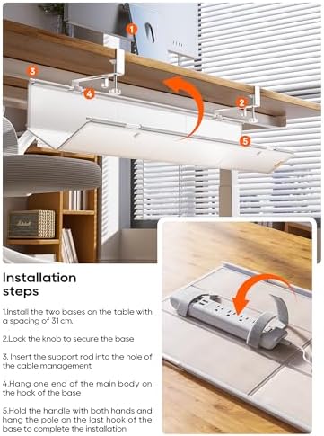 39" No Drill Under Desk Cable Management Tray (White) - Image 7