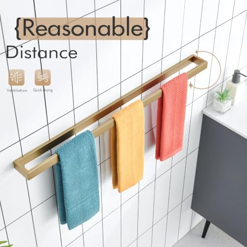KOKOSIRI Bathroom Towel Bars 32-Inch Bath Towel Hanger Holder Kitchen Rack Champagne Bronze Stainless Steel Wall Mount, 1 Pack B4008CPG-L32 - Image 6