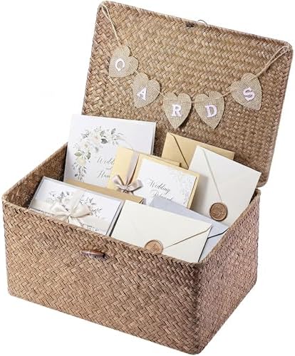 Geelin Seagrass Wedding Card Basket with Card Banner,14 Inch,Coffee by Geelin