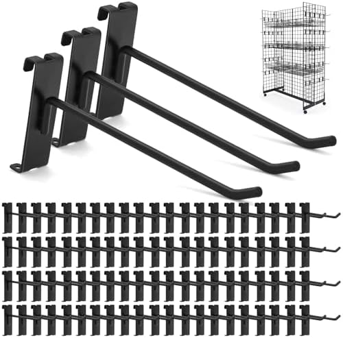 Gridwall Hooks 100 Pcs, 6 Inch Heavy Duty Display Hooks for Grid Wall Panels, Wire Gridwall Accessories for Retail Display Rack Hanging Storage (Black) by Froidesente