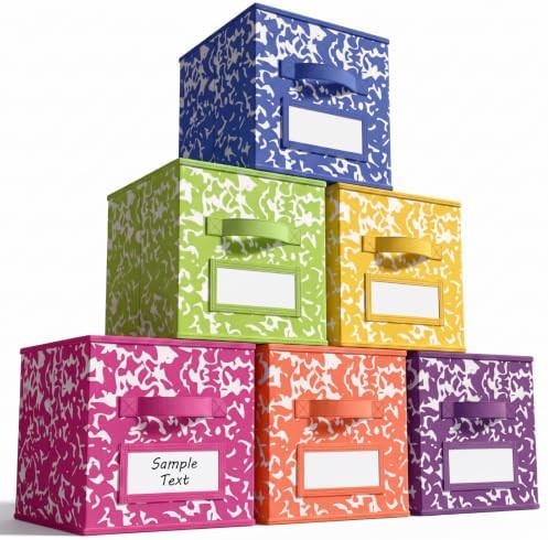 LemonRoad 6 Fabric Cube Storage Bin 11'' Classroom Bin, Rainbow, Label by Unknown