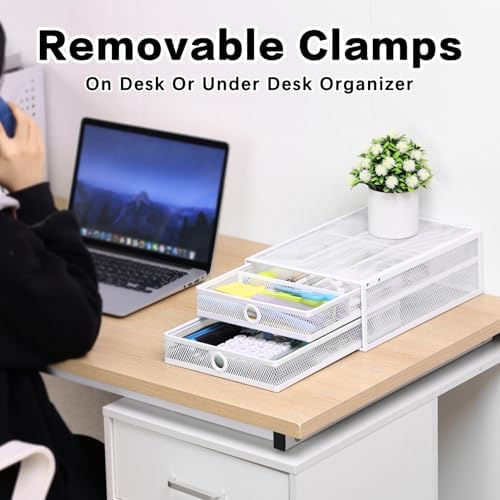 Under Desk Drawer, Clamp on Desk Organizer Slide Out Table Storage No Drill - Image 5