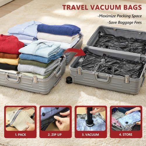 Travel Vacuum Bags for Clothing with Cordless Pump 27 Combo, Black - Image 2