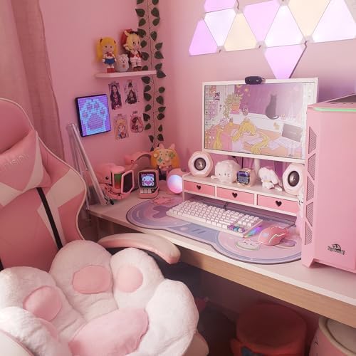 Cute Monitor Stand Kawaii Desk Organizer Cute Desk Organizer with Drawers Monitor Riser Computer Stand - Image 7