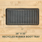 Eddie Bauer Rubber Boot Tray – Lake Waves Design, 16"x32", Black – Waterproof Entryway Boot Mat - Image 2