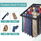 Wall Mounted Tie Rack Organizer, Metal Tie Rack Holds Up to 58 Ties, Adjustable Angle Tie Holder for Closet,Tie Organizer Wall Mounted, Suitable for Ties, Scarves and Belts Organization (Black) - Image 5
