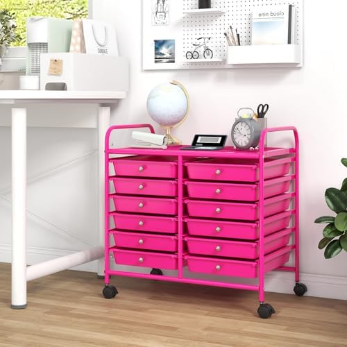 COSTWAY 12-Drawer Rolling Storage Cart, Utility Storage Organizer Cart - Image 2