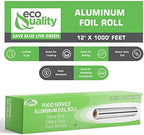 EcoQuality [2 Pack] Food Service Heavy Duty Aluminum Foil Roll (12 in x 1000 ft) with Sturdy Corrugated Cutter Box - Great for Grill Use, Kitchen Wrap, Foil Wrap, Cooking, Cleaning - Image 2