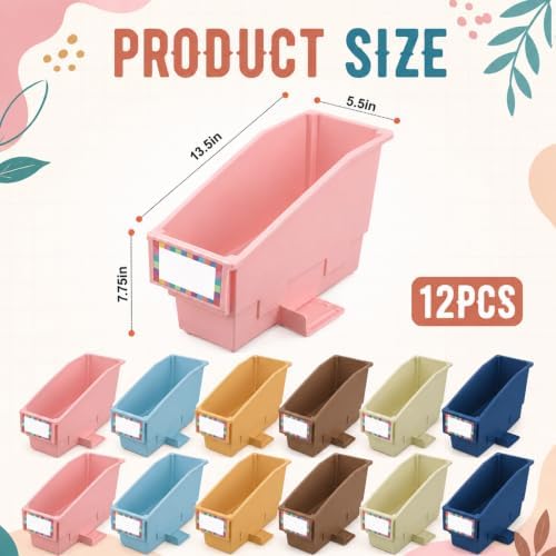 gisgfim 12 Pcs Non-Tip Book Bins with Stabilizer Wings (Boho) - Image 2