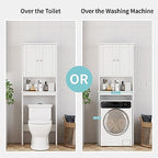 Shintenchi Over the Toilet Storage Cabinet, Bathroom Shelf Organizer with Anti-Tip Device Small Freestanding Space Saver with Adjustable Shelf，White - Image 5