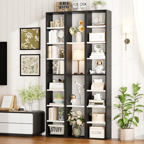 FOTOSOK Bookshelf Bookcase 8-Tier Narrow Bookshelf Tall CD Media Tower Rack - Image 5