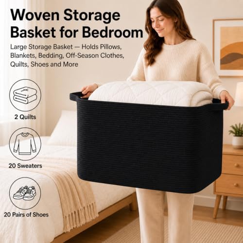 OIASKET 118L Extra Large Blanket Basket Living Room, 24.8"x17.7"x16.2" - Image 4