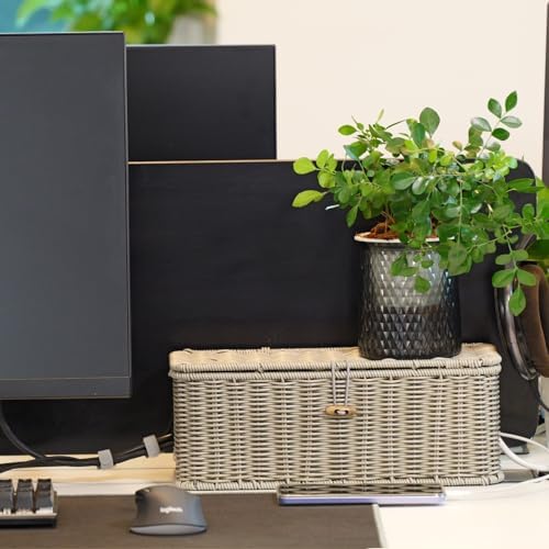 Cable Management Box, Cord Organizer with Lid & Cable Ties - Gray Set - Image 6