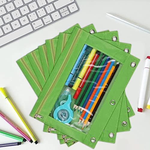 YoeeJob Pencil Pouch for 3 Ring Binder, Zipper Pencil Pouches Bulk, Pencil Case Pouch with Clear Window for Class, School, Office, Green, 24 Packs - Image 6