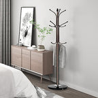 Kertnic Freestanding Coat Rack Stand, Heavy Duty Metal Hall Tree with 12 Hooks, 70 Inch Tall Stable Coat Hanger with 14.6" Natural Marble Base, Entryway Organizer for Coats Bags Hats Purses (Bronze) - Image 4