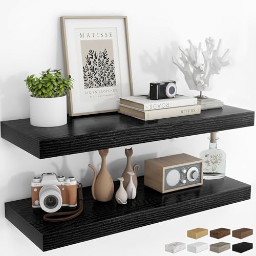 RICHFOCUS 36Inch Floating Shelves for Wall 2Pack, Black, 8" Deep by RICHFOCUS