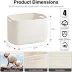 ICERZCZ Woven Cotton Rope Storage Baskets for Organizing & Shelves, Organization Bins for Dog Toys, Clothes, Books, Nursery Organizer, 15"x11"x9", Off White (4 Packs) - Image 2