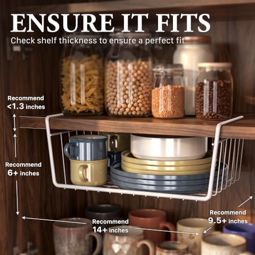Simple Houseware 6PK Under Shelf Basket, White - Image 3