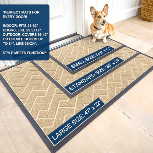 OLANLY Front Door Mat Outside 59x34, All-Season Absorbent Rubber Doormat - Image 2