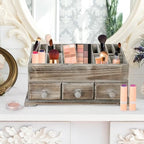 Besti Rustic Vanity Organizer for Cosmetics, Makeup, and Bathroom Accessories, Wooden Farmhouse Storage Box with 3 Drawers, Vintage Countertop, Dresser, or Desk Organization - Image 5