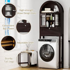 Spurgehom Over The Toilet Storage Cabinet with Glass Door (Coffee) - Image 3