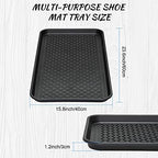 4 Pieces Shoe Tray for Entryway, Waterproof Boot Tray Shoe Mat Multi-Purpose Dog Cat Bowl Mat Pet Food Tray Boot Mat for Entryway Indoor Outdoor Floor Protection (Black, 24 x 16 x 1.2 Inch) - Image 2