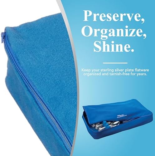 Hagerty Zippered Flatware Storage Drawer Liner –Tarnish Preventative Silverware Organizer, Large Container, Cutlery Holder, and Utensil Keeper Bag, Made in USA, Kosher Certified,Blue, 19" x 12" x 2.5" - Image 3