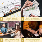 Three Way Cut Cash Envelope Wallet Beige All in One Budget System RFID Blocking with 12x Tabbed Envelopes 12x Monthly Budget Cards 1x Yearly Budget Planner Sheet Complete Money Organizer Set - Image 5